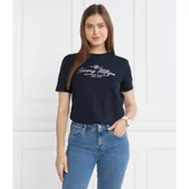 Koszulki i topy damskie - Tommy Hilfiger T-shirt REG HILFIGER SCRIPT C-NK SS | Regular Fit - miniaturka - grafika 1