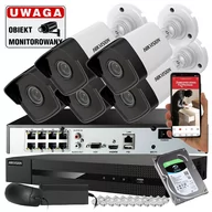 Zestawy do monitoringu - Zestaw monitoringu 5 kamer IP Hikvision IPCAM-B4 4MPx POE - miniaturka - grafika 1