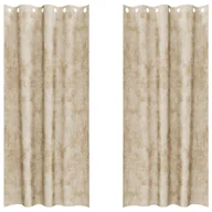 Zasłony - vidaXL zasłony aksamitne 2 szt. z oczkami kremowe 260 x 140 cm - miniaturka - grafika 1