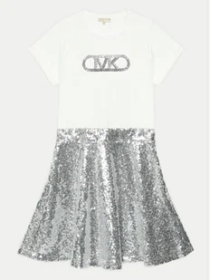 MICHAEL KORS KIDS Sukienka codzienna R30173 D Srebrny Regular Fit - Sukienki i spódniczki dla dziewczynek - miniaturka - grafika 1