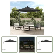 Parasole ogrodowe - The Living Store Parasol wiszący z LED i stalowym słupkiem - 300 cm - antracytowy - Parasol Wiszący - miniaturka - grafika 1