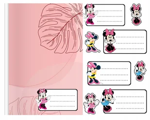 NAKLEJKI NA ZESZYT ZESZYTY NALEPKA 8szt - Myszka Minnie WZORY Z BAJEK - Szkolne artykuły papiernicze - miniaturka - grafika 1