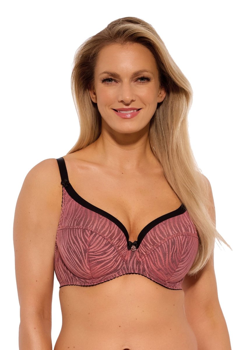 Biustonosz z koronką Semi-Soft Lise 1259 półusztywniany morelowy czarny 65I