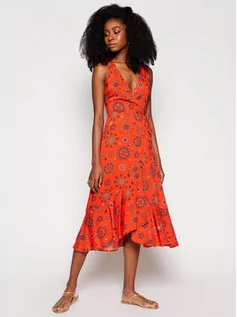 Sukienki - Desigual Sukienka letnia Santorini 21SWMW23 Pomarańczowy Regular Fit - grafika 1