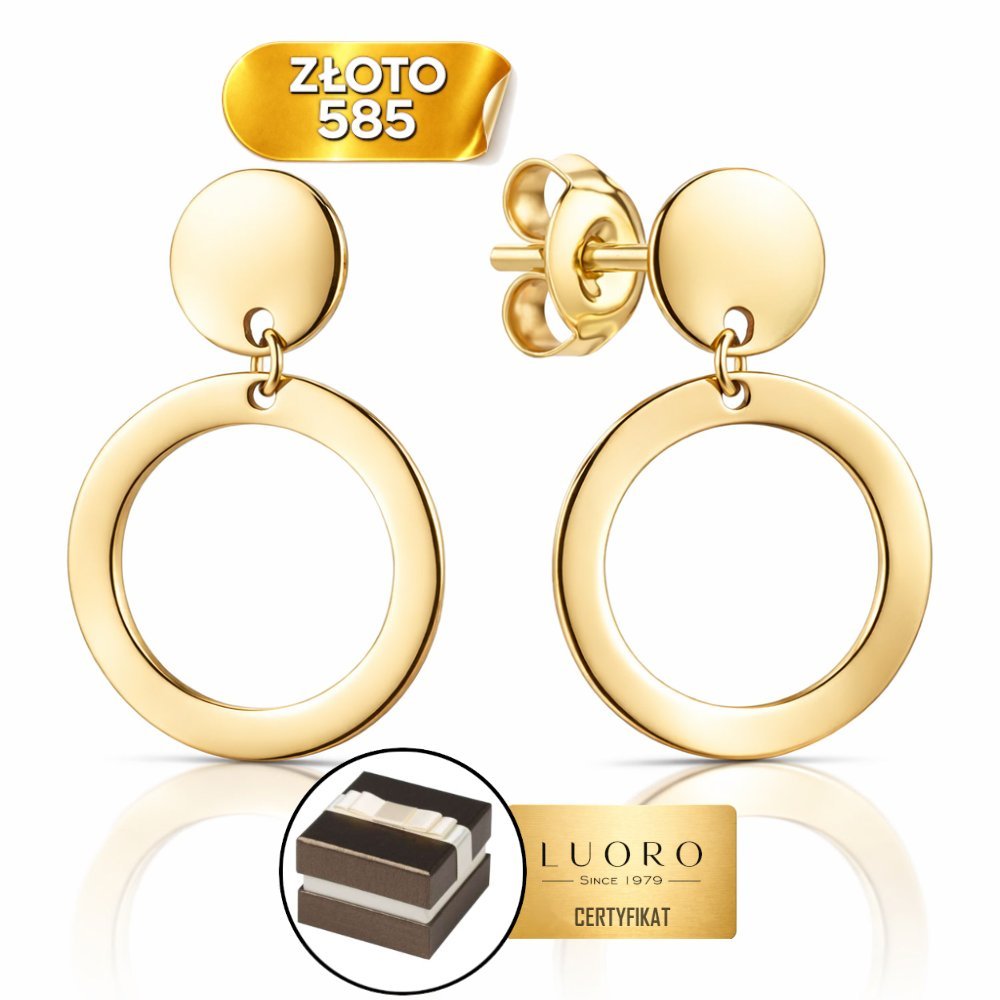 KOLCZYKI ZŁOTE 585 14K KÓŁECZKA PEŁNE 10 MM SZTYFT ELEGANCKIE PREZENT