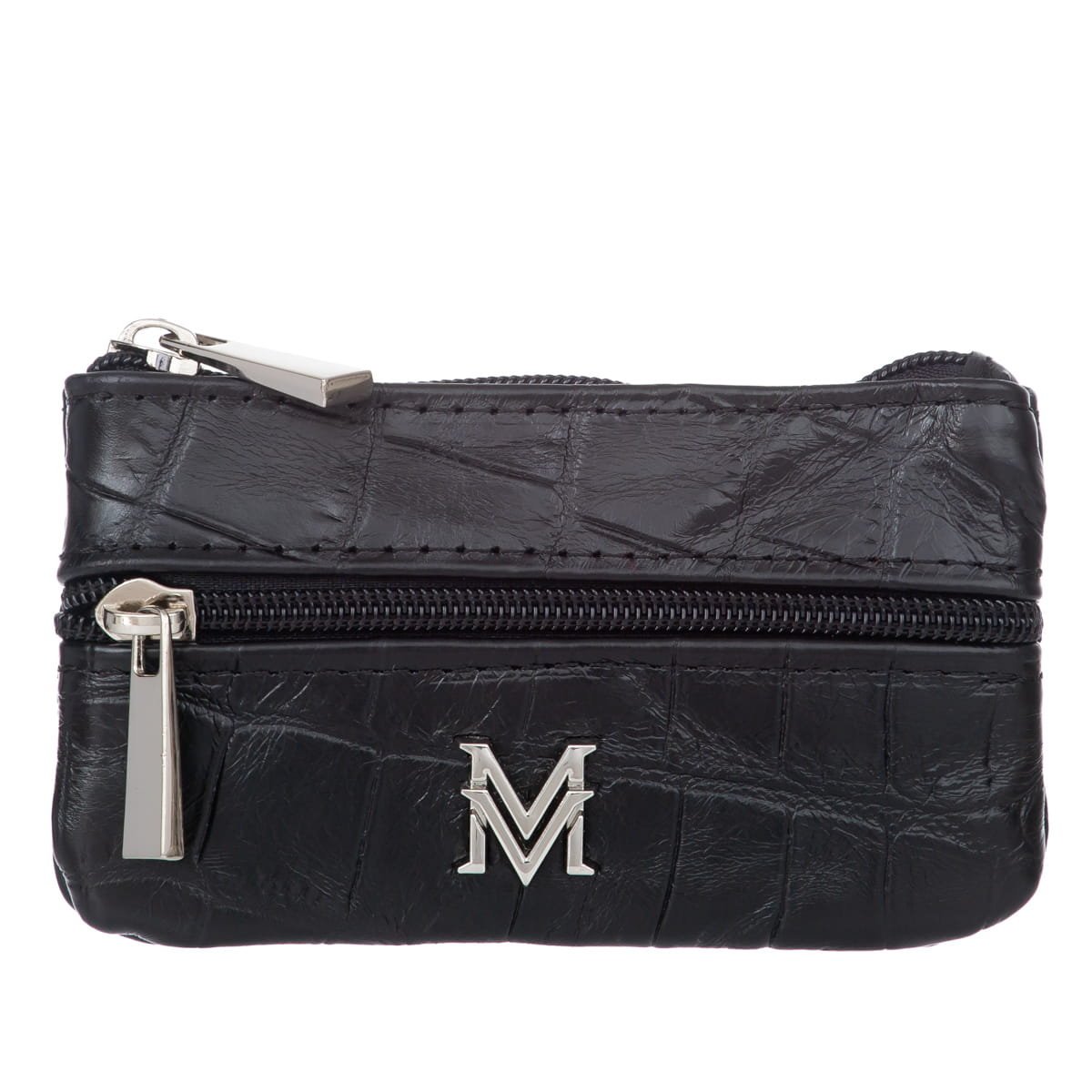 Etui na klucze karty monety Skórzane VerMari Czarne Croco