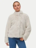 Płaszcze damskie - Vero Moda Futro Monroe 10315328 Beżowy Regular Fit - miniaturka - grafika 1