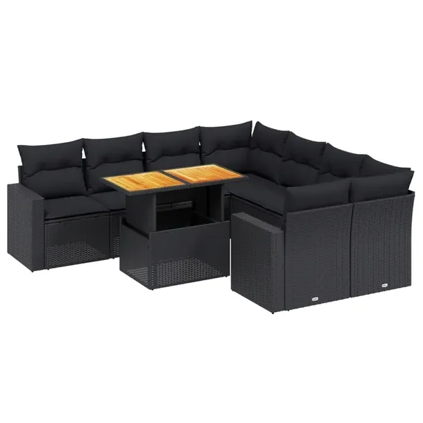 Zestaw mebli ogrodowych rattan PE 10szt. czarny
