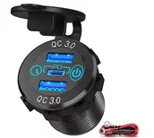 Ładowarki samochodowe - MOCNA ŁADOWARKA SAMOCHODOWA 2x USB QC 3.0 GNIAZDO ZAPALNICZKI AUTO KAMPER - miniaturka - grafika 1