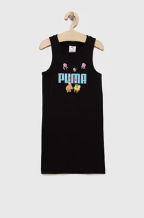 Sukienki i spódniczki dla dziewczynek - Puma sukienka dziecięca PUMA x SPONGEBOB Tank Dress G kolor czarny mini dopasowana - grafika 1