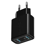Ładowarki do telefonów - Podwójna ładowarka USB-A 2.4A Szybkie ładowanie Kompaktowa konstrukcja Akashi Black - miniaturka - grafika 1
