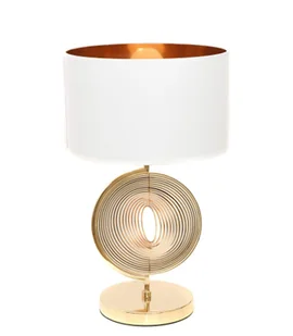 Lumina Deco MONTERONI glamour lampa nocna złota z białym abażurem - Lampy stojące - miniaturka - grafika 1