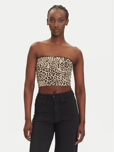 Noisy May Top Avery 27034321 Brązowy Slim Fit - Koszulki i topy damskie - miniaturka - grafika 1