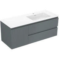 Szafki łazienkowe - Mexen Rivel szafka łazienkowa 120 cm z umywalką Otis prawą, 2S, 1D, ryflowana, grafit/biała mat - 91A23-12047-3-BBFFF66-W18P01 - miniaturka - grafika 1
