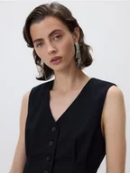 Marynarki i żakiety damskie - Reserved - Kamizelka z zakładkami - czarny - miniaturka - grafika 1