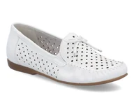 Mokasyny damskie - Mokasyny damskie białe Rieker L6352-80 wsuwane lekkie skórzane ażurowe-37 - miniaturka - grafika 1