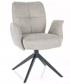 Krzesła - Krzesło obrotowe tapicerowane beżowe Wing do biurka salonu jadalni tkanina - miniaturka - grafika 1
