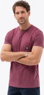 Koszulki męskie - Ombre T-shirt męski bawełniany z kieszonką - ciemnoróżowy V5 S1743 XXL - miniaturka - grafika 1