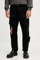 Spodnie męskie - Alpha Industries spodnie bawełniane męskie kolor czarny w fasonie cargo 148207.03 - miniaturka - grafika 1