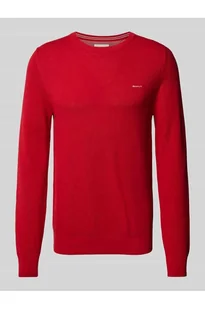 Sweter z dzianiny z wyhaftowanym logo model PIQUE - Gant - Swetry męskie - miniaturka - grafika 1