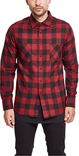 Koszule męskie - Urban Classics Męska koszula flanelowa z długim rękawem, górna część dla mężczyzn z kieszeniami na piersi, dostępna w wielu wariantach kolorystycznych, rozmiary XL, EU, Blk/Burgundy, XL - grafika 1