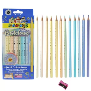 Hasta Kredki ołówkowe 12kol/180 Troj Pastel Flamingo pudełko - Przybory szkolne - miniaturka - grafika 1