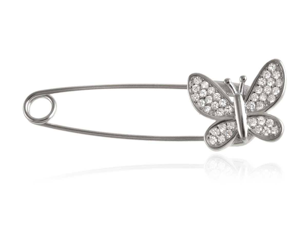 Agrafka broszka srebrna z motylem