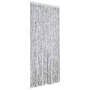 vidaXL Zasłona Fly biało-szara 100x200 cm szenilowa - Zasłony - miniaturka - grafika 1