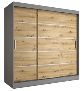 Szafa przesuwna antracyt + dąb artisan 200 cm E6-N65 - Szafy - miniaturka - grafika 1
