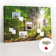 Tablice i flipcharty - Organizer na ścianę XXL, Tablica Korkowa 120x80 cm - Las wschód słońca + Pinezki - miniaturka - grafika 1