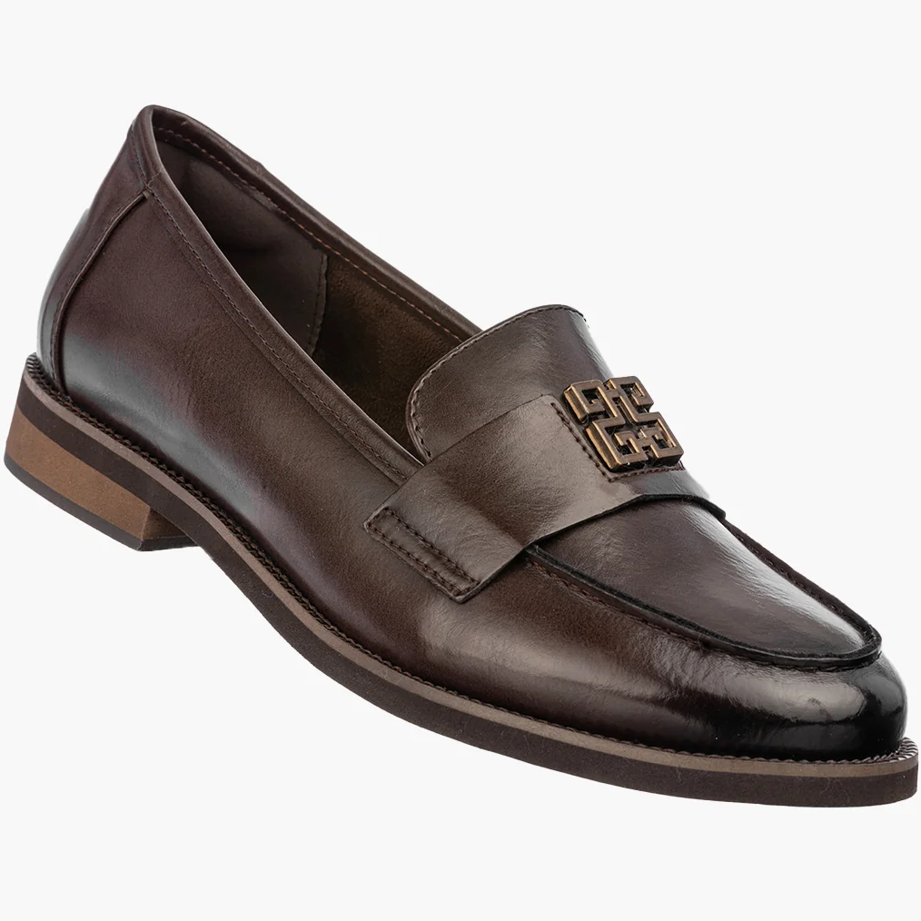 Mokasyny Damskie Ekoskóra Buty Wsuwane Eleganckie Półbuty Brązowe POTOCKI 37