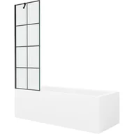 Wanny - Mexen Cubik wanna prostokątna 170 x 70 cm z obudową i parawanem 1-skrzydłowym 60 cm, czarny wzór - miniaturka - grafika 1