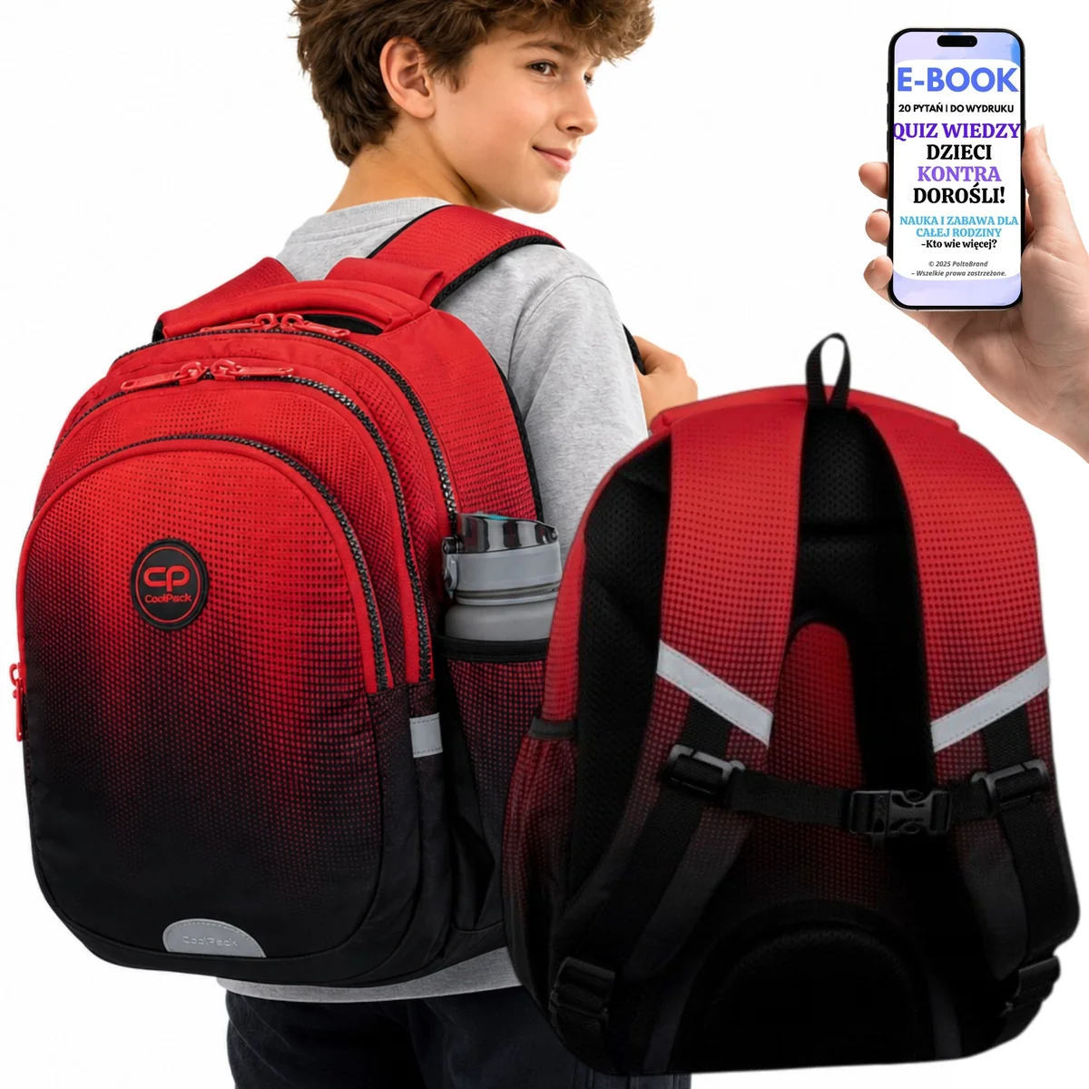 COOLPACK PLECAK SZKOLNY dla DZIECKA Czerwony Czarny Gradient 3 Komory A4 + E-BOOK-2