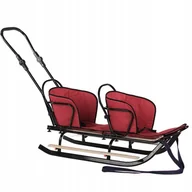 Sanki i ślizgacze - Polskie SANKI DUO CZARNE MATERACYK BORDO dla dzieci Bliźniaki MOCNE - miniaturka - grafika 1