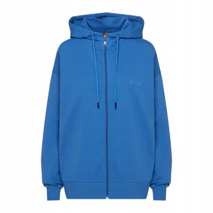 BLUZA damska CAMPUS oversize dresowa ROZPINANA z KAPTUREM niebieska L - Bluzy damskie - miniaturka - grafika 1