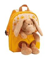 Plecaki - Plecak 21x26cm z pluszowym królikiem 25cm - żółty - Miękka i puszysta pluszowa zabawka, ranac do przedszkola z pluszakiem dla chłopców i dziewcząt 61764 - miniaturka - grafika 1