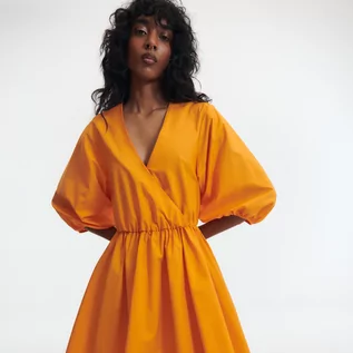 Sukienki - Reserved Bawełniana sukienka mini - Pomarańczowy - grafika 1
