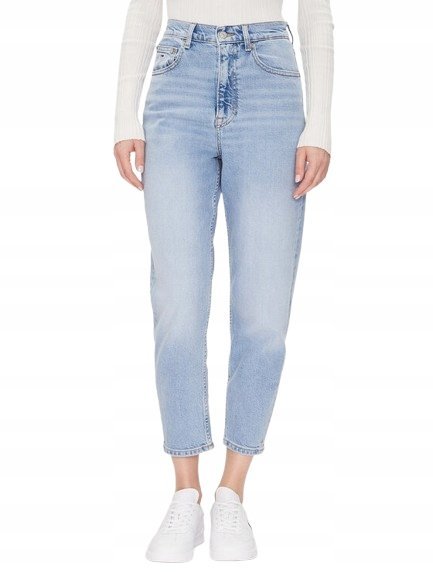 TOMMY JEANS JEANSY MOM FIT WYSOKI STAN BŁĘKITNE PRZETARCIA 28/28 2DA