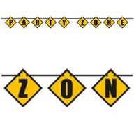 Balony i akcesoria - Girlanda Party Zone - Plac Budowy, żółto-czarna, 2,74 m - miniaturka - grafika 1