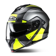 Kaski motocyklowe - Kask Szczękowy HJC C91N Jyn Fluorescencyjny Żółty/SzaryXL - miniaturka - grafika 1