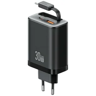 Ładowarka sieciowa USAMS Xiang Series CC296 30W 1xUSB-C 1xUSB-A + kabel USB-C czarny - Ładowarki do telefonów - miniaturka - grafika 1