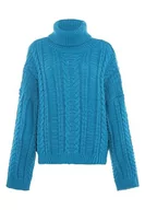 Swetry damskie - myMo Damski sweter z golfem Twist, modny sweter turkusowy M/L, turkusowy, M - miniaturka - grafika 1