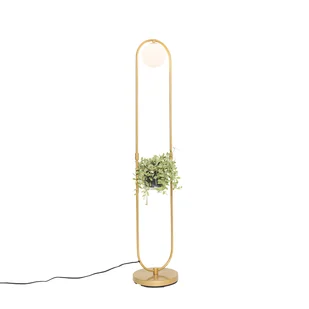 QAZQA Lampa stojąca Art Deco złota z białym szkłem - Isabella - Lampy stojące - miniaturka - grafika 1
