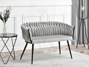 Kompaktowa Sofa Glamour Rosa Szara Metaliczna Zaplatana - Sofy i kanapy - miniaturka - grafika 1
