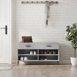 vidaXL Ławka z miejscem na buty, szarość betonu, 102x35x55 cm - Wieszaki i stojaki - miniaturka - grafika 1