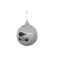 Bombki - Bombka plastikowa dekorowana samochód 8 cm biały - miniaturka - grafika 1