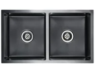 Zlewozmywaki - Elior Głęboki dwukomorowy zlew kuchenny czarny Z7-N03 - miniaturka - grafika 1