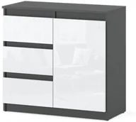 Komody - Komoda Do Pokoju Dziecka Szafka Agnes 3 Szuflady 80cm Szary Biała Połysk - miniaturka - grafika 1