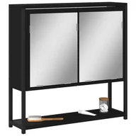 Szafki łazienkowe - vidaXL Szafka łazienkowa z lustrem, czarna, 60x16x60 cm - miniaturka - grafika 1