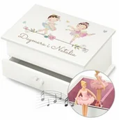 Pamiątka Pierwszej Komunii Świętej - Szkatułka na biżuterię z pozytywką i szufladką z nadrukiem dla bliź - miniaturka - grafika 1